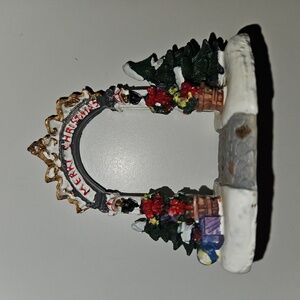 Merry Christmas Holiday Entrance Arch Mini Figurine Village Accessory